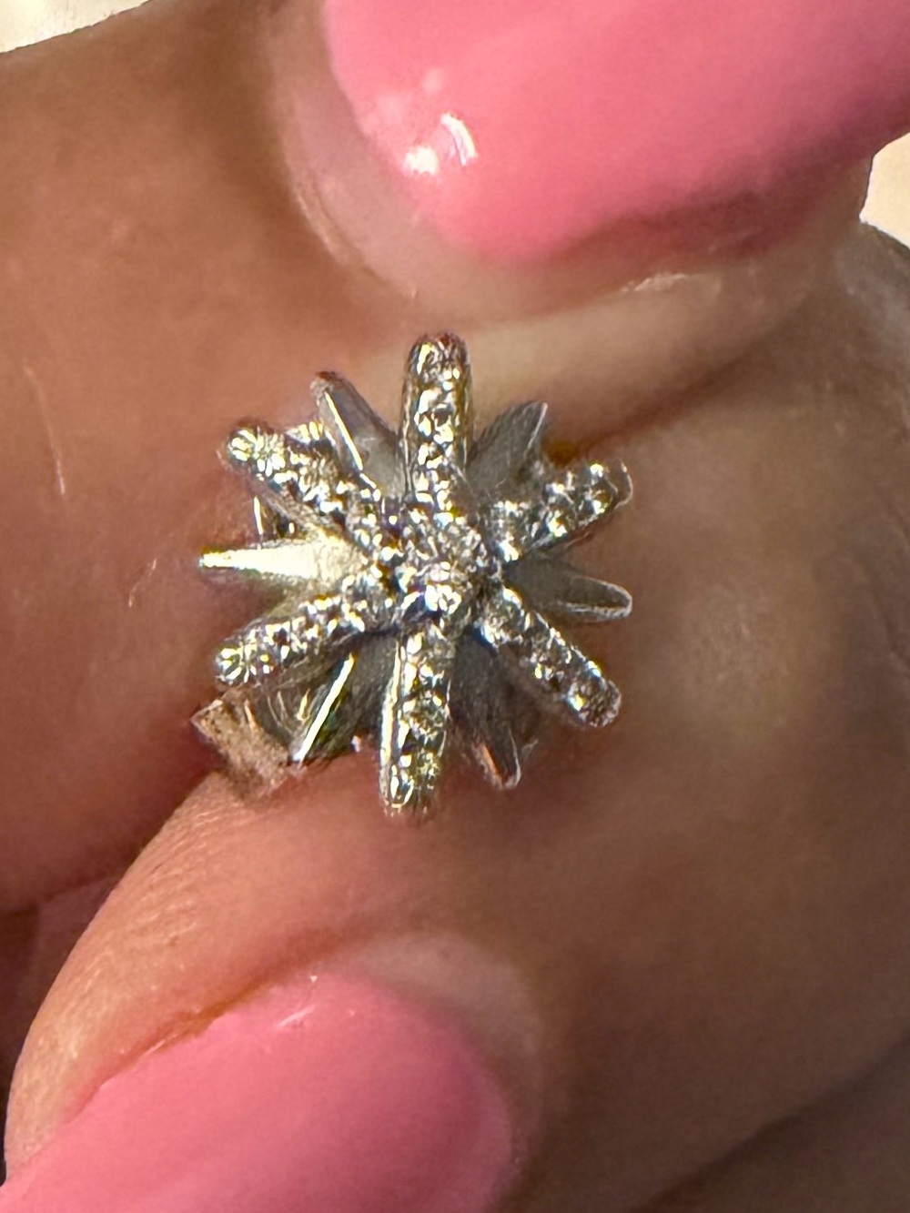 David Yurman Silver Starburst Diamond Accent Stud Earring - ONE ONLY.